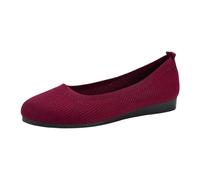 Slip On Ballet Flats for Women Knit Breathable Mesh Dolly Shoes Summer Casual Comfy Pumps for Lounge Outdoor Work,Wine,6