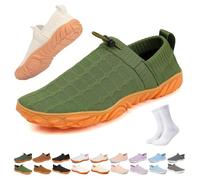 Slip On Barefoot Shoe Women Men,Wide Toe Box Non-Slip Quick-Dry Water Shoes,Comfortable Lightweight Breathable Minimalist Beach Outdoor Running Sneakers(Green-2,47 EU)