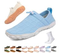 Slip On Barefoot Shoe Women Men,Wide Toe Box Non-Slip Quick-Dry Water Shoes,Comfortable Lightweight Breathable Minimalist Beach Outdoor Running Sneakers(Blue-1,38 EU)