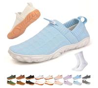 Slip On Barefoot Shoe Women Men,Wide Toe Box Non-Slip Quick-Dry Water Shoes,Comfortable Lightweight Breathable Minimalist Beach Outdoor Running Sneakers(Blue-2,42 EU)