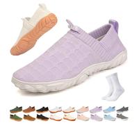 Slip On Barefoot Shoe Women Men,Wide Toe Box Non-Slip Quick-Dry Water Shoes,Comfortable Lightweight Breathable Minimalist Beach Outdoor Running Sneakers(Purple-2,37 EU)