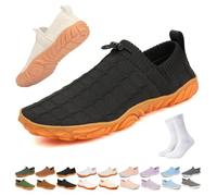 Slip On Barefoot Shoe Women Men,Wide Toe Box Non-Slip Quick-Dry Water Shoes,Comfortable Lightweight Breathable Minimalist Beach Outdoor Running Sneakers(Black-2,38 EU)