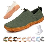 Slip On Barefoot Shoe Women Men,Wide Toe Box Non-Slip Quick-Dry Water Shoes,Comfortable Lightweight Breathable Minimalist Beach Outdoor Running Sneakers(Green-1,37 EU)