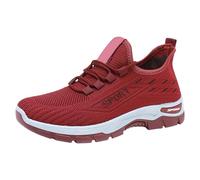 Slip on Canvas Shoes Women Womens Trainers UK Wide Fit Wedge Shoes Comfortable Arch Support Orthopedic Sneakers Lightweight Casual Low Top Lace Up Running Shoe Ladies Trainers Sale Red 5.5