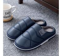 Slip on Faux Fur Lined Warm Shoes,Household non-slip warm slippers, thick-soled household cotton shoes-blue_UK7-UK7.5,Comfort Memory Foam Anti-Slip House Shoes