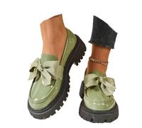Slip On For Women 2026 Bowknot Loafers Retro Fashionable Elegant Chunky Heel Shoes Cushioned Lug Sole Round Toe Pu Platform Spring Fall Non-Slip Thick Soled Casual Dress Work Office Business Shoes