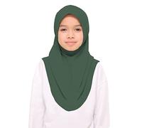 Slip On Hijab - Kids Teens Adults Girls Makhna Makna (Emerald Green, Large (10-16yrs approx))