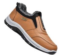 Slip-on Hiking Shoe Winter Thermal Fleece Lined Lightweight Slip on Trainers Air Cushion Comfortable Shoes Walking Trainers Flexible Soft Sole Sneakers,Brown,40/250mm