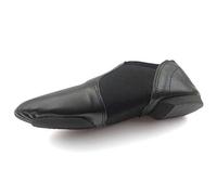 Slip On Jazz Dance Shoes - Black Leather - Modern Stage Rubber Heel Split Sole - Neoprene - Irish Dancing Pumps (Size 13 Kids, Black) NPB1