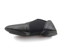 Slip On Jazz Dance Shoes - Black Leather - Modern Stage Rubber Heel Split Sole - Neoprene - Irish Dancing Pumps (Size 5 UK Girls, Black) NPB1