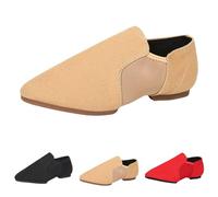 Slip On Jazz Dance Shoes for Women Jazz Leather with Strong Elastic Slip On, High Durability, Soft Sole Dance for Latin Tango Flapper Character Party Shoes Khaki