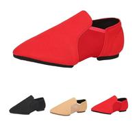 Slip On Jazz Dance Shoes for Women Jazz Leather with Strong Elastic Slip On, High Durability, Soft Sole Dance for Latin Tango Flapper Character Party Shoes Red