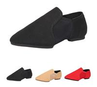 Slip On Jazz Dance Shoes for Women Jazz Leather with Strong Elastic Slip On, High Durability, Soft Sole Dance for Latin Tango Flapper Character Party Shoes Black