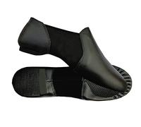 Slip On Jazz Dance Shoes Soft Leather Split Sole - Modern Stage Neoprene Dance Shoes Rubber Heel Black