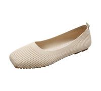 Slip On Knit Dress Shoes,Knitted Mesh Ballet Flats,Lightweight Knitted Ballet Flats,Wide Range of Uses,Breathable and Soft,for Formal and Informal Occasions Beige
