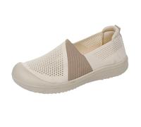 Slip-On Knitted Flat Loafer for Women Black Temperament Classic Simple Soft Footwear Breathable Mesh Comfortable Working Outdoor Shoes Casual Non Slip Tennis Walking Trainers (White, 40)