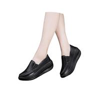 Slip On Loafers for Women Casual Soft Chunky Platform Loafers Lightweight Non Slip Wedge Shoes Chic Slip-On Sneakers Wide Fit Leather Shoes Ladies High Heel Walking Trainers with Arch Support Black