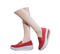 Slip On Loafers For Women Casual Soft Chunky Platform Loafers Lightweight Non Slip Wedge Shoes Chic Slip-On Sneakers Wide Fit Leather Shoes Ladies High Heel Walking Trainers With Arch Support
