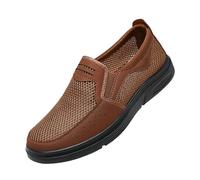 Slip On Loafers Men Breathable Mesh Running Walking Trainers Non Slip Flats Wedge Trainers Lightweight Comfortable Orthopaedic Shoes Slip-On Athletic Sneakers Easy Close Casual Gym Driving Khaki
