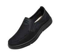 Slip On Loafers Men Breathable Mesh Running Walking Trainers Non Slip Flats Wedge Trainers Lightweight Comfortable Orthopaedic Shoes Slip-On Athletic Sneakers Easy Close Casual Gym Driving Black