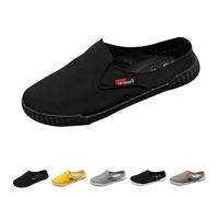 Slip On Mens Canvas Shoes Backless Mule Slider Loafers Lightweight Flat Boat Yachting Deck Plimsoll Espadrilles All Day Comfort Casual Flat Low Top Sneaker Pumps Size 7 Black