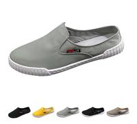 Slip On Mens Canvas Shoes Backless Mule Slider Loafers Lightweight Flat Boat Yachting Deck Plimsoll Espadrilles All Day Comfort Casual Flat Low Top Sneaker Pumps Size 6.5