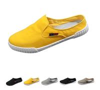 Slip On Mens Canvas Shoes Backless Mule Slider Loafers Lightweight Flat Boat Yachting Deck Plimsoll Espadrilles All Day Comfort Casual Flat Low Top Sneaker Pumps Size 8 Yellow