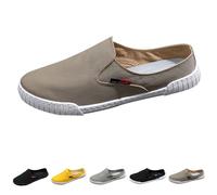Slip On Mens Canvas Shoes Backless Mule Slider Loafers Lightweight Flat Boat Yachting Deck Plimsoll Espadrilles All Day Comfort Casual Flat Low Top Sneaker Pumps Size 7 Khaki