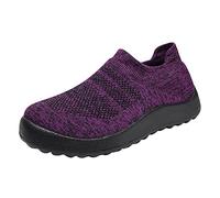Slip On Mesh Shoes for Men Breathable Lightweight Outdoor Walking Shoes Wide Fitting Non Slip Casual Sneakers Soft Comfortable Flat Trainers Easy Close Orthopedic Trainers Without Laces Purple