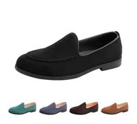 Slip On Moccasin Loafers Men Suede Penny Loafers Driving Shoes Mens Classic Flat Rubber Sole Anti-Slip Casual Lightweight Comfortable Walking Shoes with All-Day Comfort Black