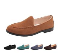 Slip On Moccasin Loafers Men Suede Penny Loafers Driving Shoes Mens Classic Flat Rubber Sole Anti-Slip Casual Lightweight Comfortable Walking Shoes with All-Day Comfort Brown