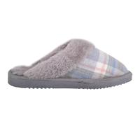 Slip On Open Back Traditional Tartan Checked Faux Fur Mule Slippers ABSOLUTE FOOTWEAR Grey 8
