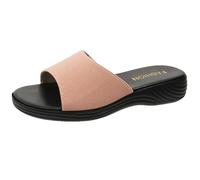 Slip On Peep Toe Mules Womens Wedge Slippers UK Sale Clearance Ladies Wide Fit Mule Sandals Open Toe Platform Shoes Summer Leather Sandal Low Heel Slides Comfy Beach Sliders Casual Slide Home Slipper