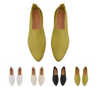 Slip on Pumps for Women UK Breathable Mesh Walking Shoes Wide Fitting Flat Trainers Fashion Pointed-Toe Pumps Lightweight Anti-Slip Sneakers Soft Sole Work Shoes Summer Casual Low Top Trainers