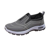 Slip On Safety Walking Shoes Mens, Leisure Soft Bottom Jogging Shoes Solid Color Casual Hiking Shoe Lightweight Breathable Outdoor Footwear Extra Wide Non-Slip Comfortable Running Footwear Grey