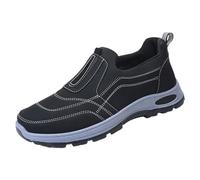 Slip On Safety Walking Shoes Mens, Leisure Soft Bottom Jogging Shoes Solid Color Casual Hiking Shoe Lightweight Breathable Outdoor Footwear Extra Wide Non-Slip Comfortable Running Footwear Black