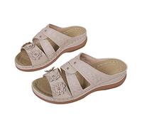 Slip On Sandals for Women Orthopedic Wedges Sandals Comfortable Shoes Lady Non-Slip Trainers Open Toe House Slippers Bohemian Sandal Summer Beach Flip Flops Work Utility Footwear Indoor & Outdoor