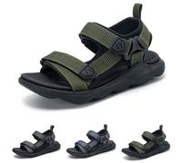 Slip on Sandals Kids Sports Outdoor Sandals Open Toe Flat Cushioned Footbed Touch Anti-Slip Strap Fastening Toddler Beach Shoes Durable Lightweight Comfortable for Spring Summer Walking Travelling