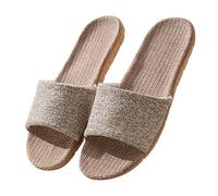 Slip On Sandals Wide Fitting Linen Womens Slip On Sandals Backless Flexible Sole Pressure-Relieving Sliders Ultra-Soft House Sliders Breathable Durable Slides Comfy Lightweight Shoes
