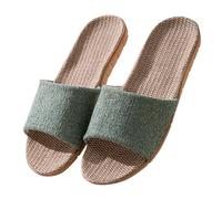 Slip On Sandals Wide Fitting Linen Womens Slip On Sandals Backless Flexible Sole Pressure-Relieving Sliders Ultra-Soft House Sliders Breathable Durable Slides Comfy Lightweight Shoes