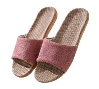 Slip On Sandals Wide Fitting Linen Womens Slip On Sandals Backless Flexible Sole Pressure-Relieving Sliders Ultra-Soft House Sliders Breathable Durable Slides Comfy Lightweight Shoes