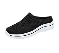 Slip On Shoes for Women Lazy Slippers One Foot Stirrup Soft Bottom Comfortable Hundred Breathable Half Drag Single Shoes Slippers Size 7 UK Women Black