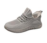 Slip-on shoes, men's trainers, sports shoes with laces, trainers mesh, gray, 8 UK