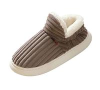 Slip On Shoes Women Fluffy Boot Slippers Cloud Slippers Women Winter Warm Fluffy Cozy House Slipper Ladies Corduroy Fuzzy Hard Sole Shoes Thick Indoor Anti-Slip Shoe Coffee