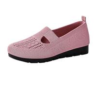Slip On Shoes Women Loafers Comfortable - Work Shoes Women Business Casual Breathable Ladies Shoe Knitted Shallow Mouth Sloped Heel Soft-Soled Shoe Lightweight Elastic Mesh Lining Granny Sneakers