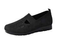 Slip On Shoes Women Loafers Comfortable - Work Shoes Women Business Casual Breathable Ladies Shoe Knitted Shallow Mouth Sloped Heel Soft-Soled Shoe Lightweight Elastic Mesh Lining Granny Sneakers
