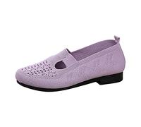 Slip On Shoes Women Summer Women's Hollow Out Breathable Soft Sole Slip Flat Sole Casual Shoes for The Middle and Elderl Purple