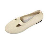 Slip On Shoes Women's Fashion Round Head Flying Woven Breathable Shoes a Slip On Soft Sole Comfortable Casual Beige