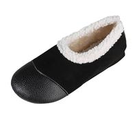 Slip-On Shoes Women's Lined Ankle Boots Wide Round Shoes Fitting Comfortable Snow Boots Flat Outsole Non-Slip Casual Shoes Autumn Winter Shoes For Winter On The Go, black, 4 UK