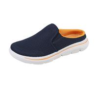 Slip-On Shoes Women's Summer Black, Slippers Front Closed Women, Thick Sole Non-Slip Walking Shoes, Soft Orthopaedic Women's Shoes, Breathable Woven Trainers, Single Shoes, darkblue, 8 UK